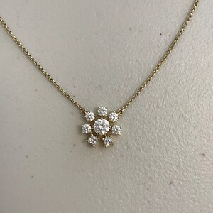 Swarovski Gold and Crystal Flower Pendant 18”